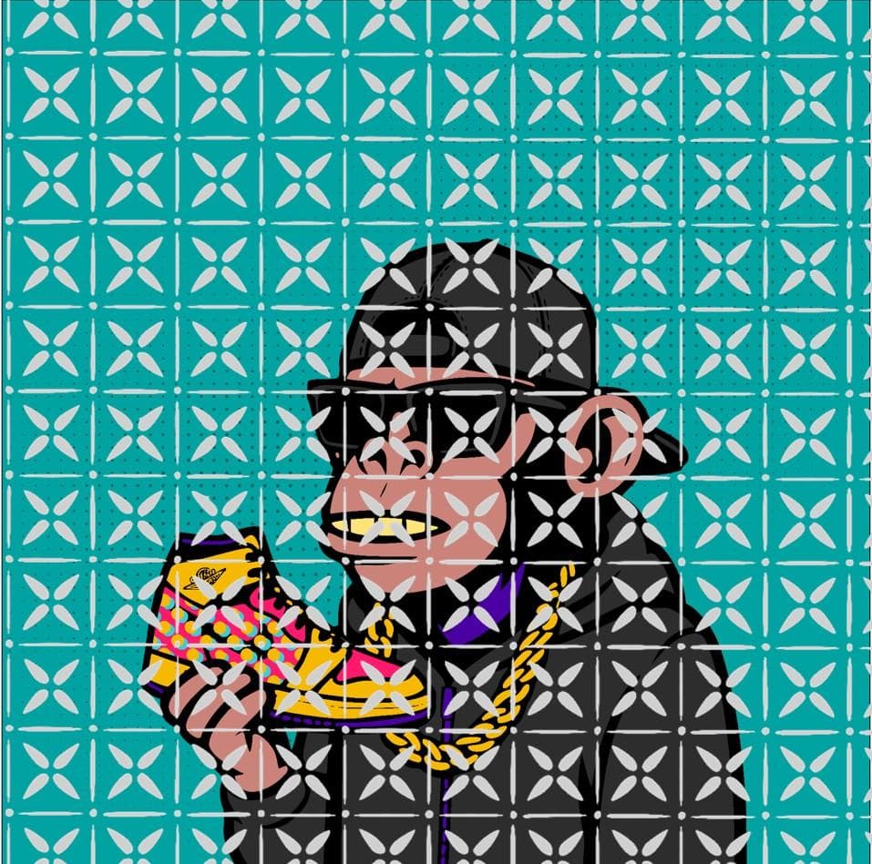 ラッパー 猿のキャラクターアートパネル ポスター 607mm×607mm