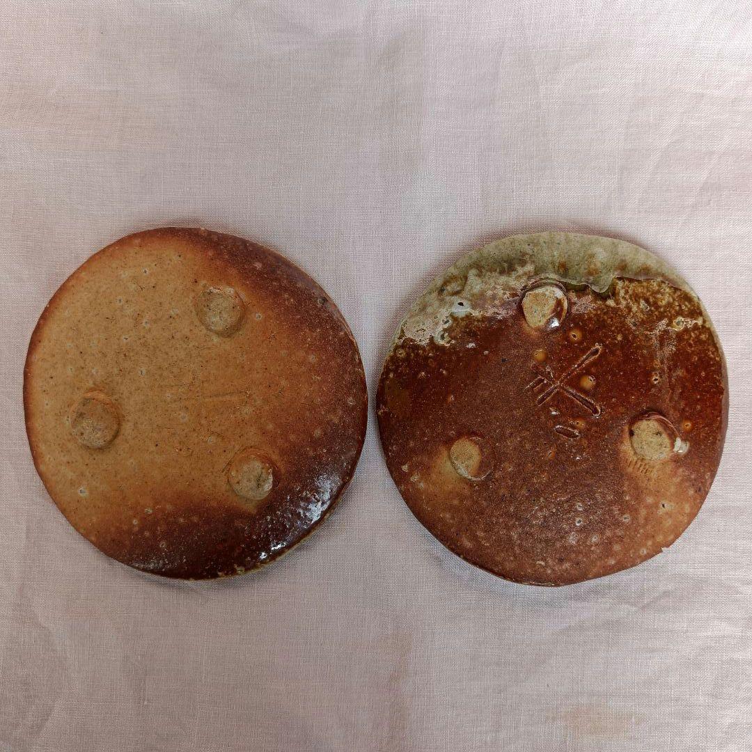 神山清子 自然釉 丸皿 菓子皿 銘々皿 2枚セット