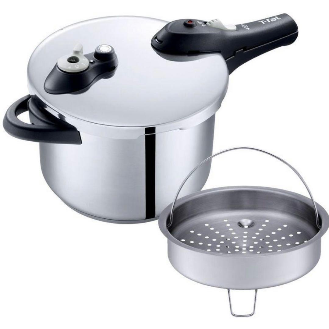 【新品】T-fal Secure 6L 片手圧力鍋（IH対応・蒸し器付き）