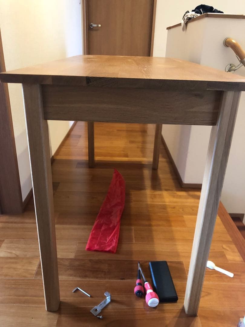 無印良品　オーク材　無垢材デスク 引き出し2つ付き