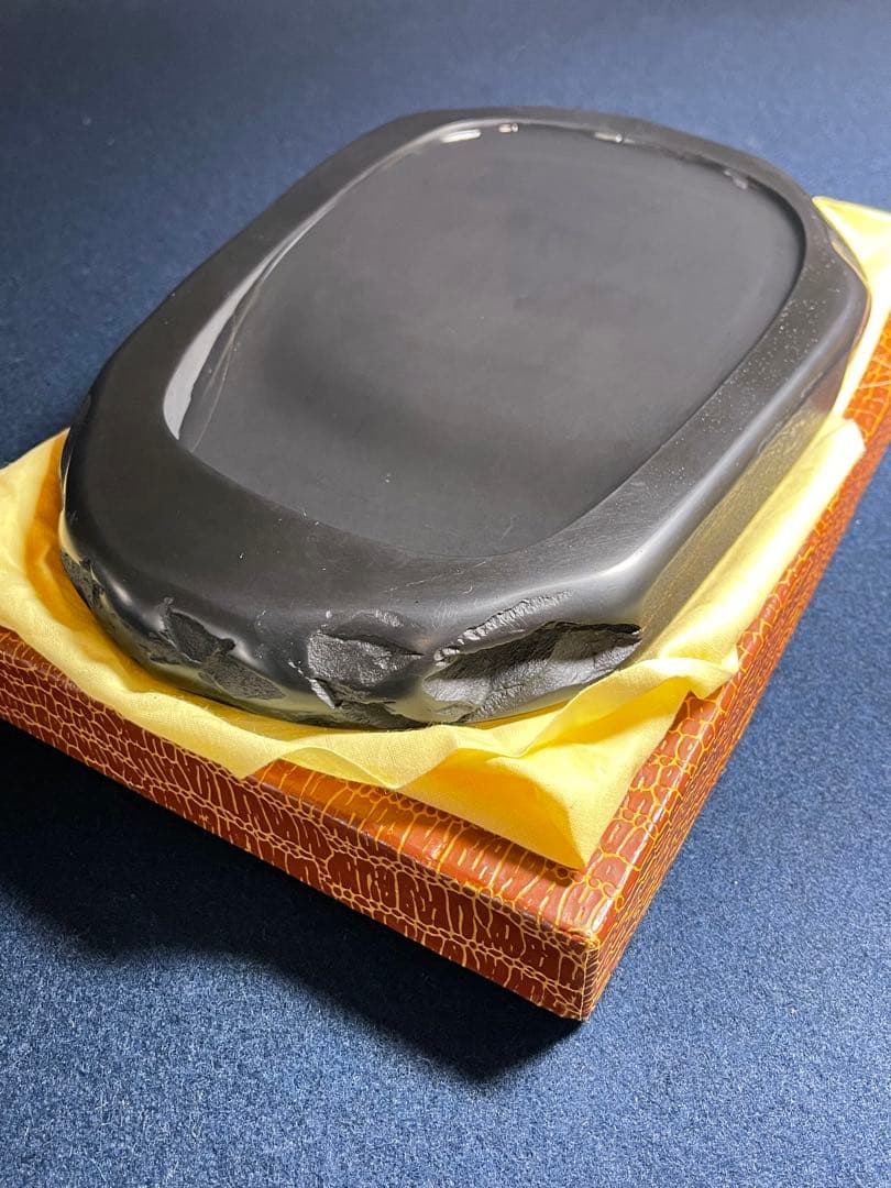 【墨研】龍渓石硯◆翠川秀石作「自然石硯」未使用新品◆書道具 文房四宝 和硯