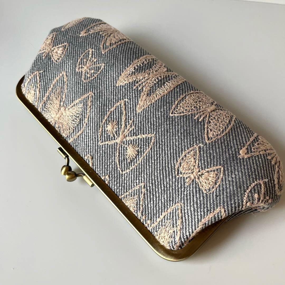ハンドメイド　がま口長財布　ミナペルホネン　sky flower