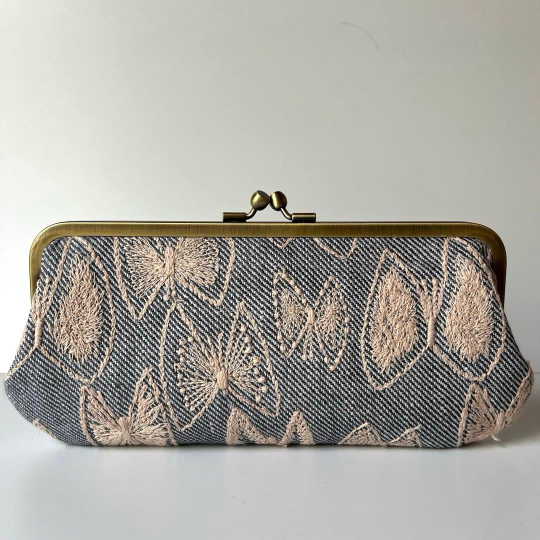 ハンドメイド　がま口長財布　ミナペルホネン　sky flower