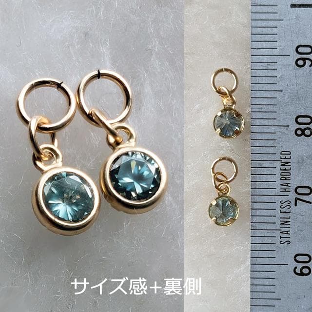 K14GF　モアッサナイト　ピアスチャーム　ライトブルー　MA