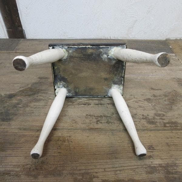 イギリス アンティーク 家具 スツール 木の椅子 花台 ペイント 4479e