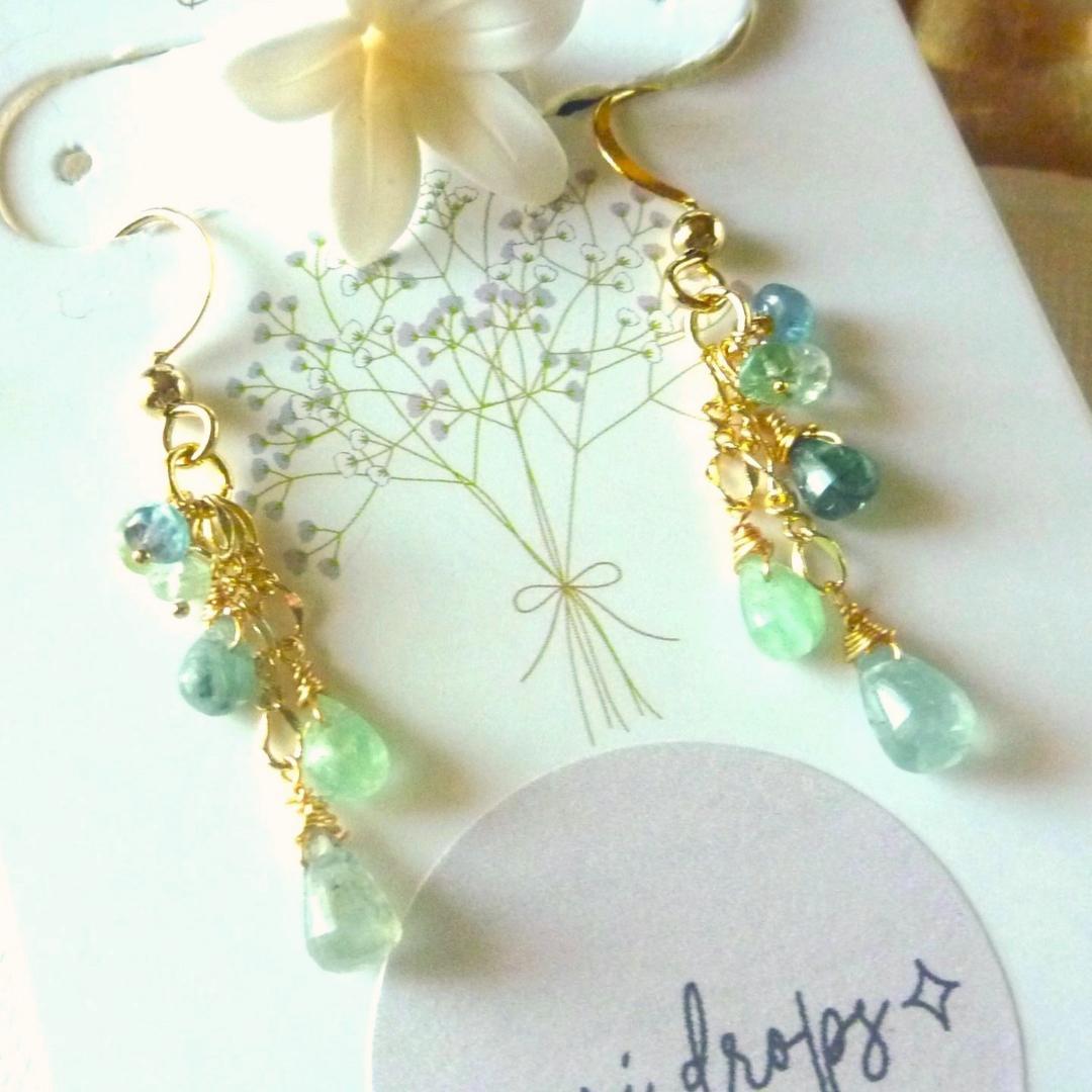 14kgf/希少！天然石コーネルピンドロップとロンデルのピアス★ハンドメイド★