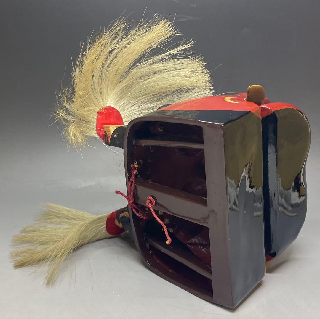 獅子舞　獅子頭　木彫　漆塗　s2552