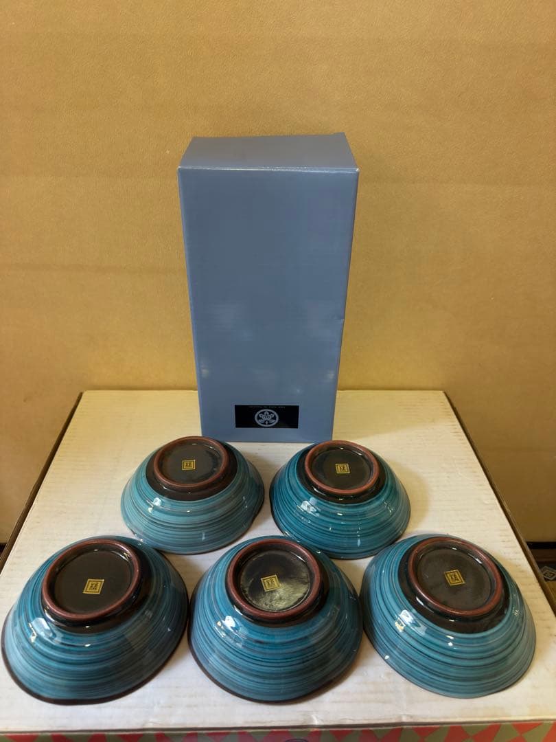 たち吉　和食器　花割小鉢　15個セット　ヒビ入陶器　グリーン×10 ブルー×5