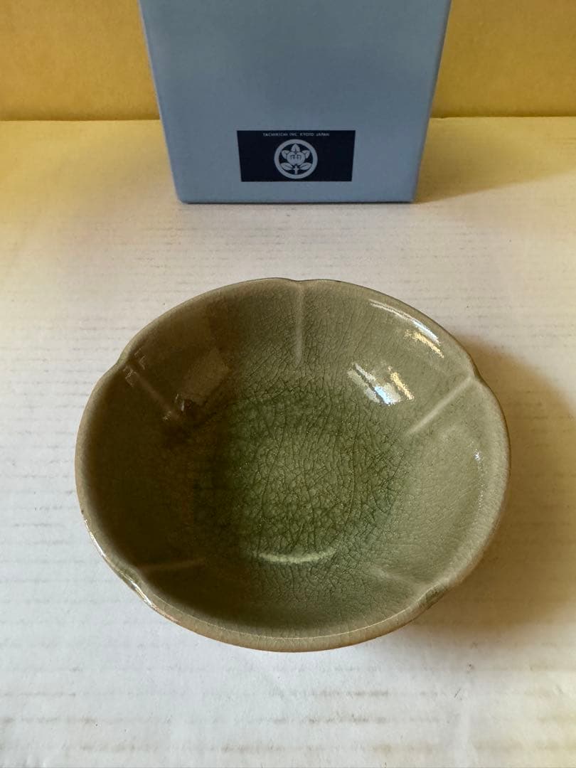 たち吉　和食器　花割小鉢　15個セット　ヒビ入陶器　グリーン×10 ブルー×5