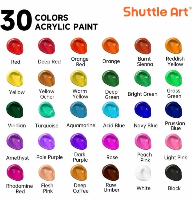 アクリル 絵の具 30色 54点 セット 木製イーゼル 筆 パレット バケツ