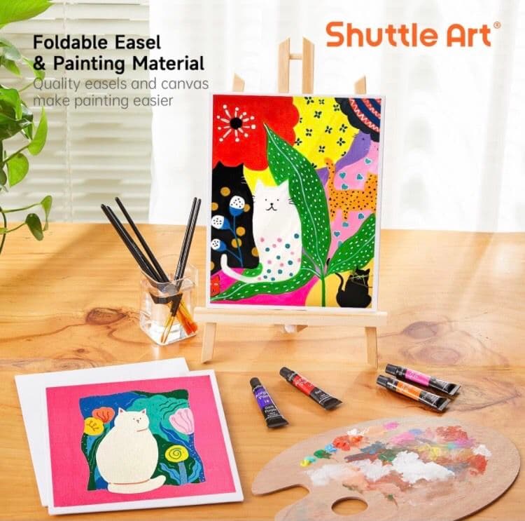 アクリル 絵の具 30色 54点 セット 木製イーゼル 筆 パレット バケツ