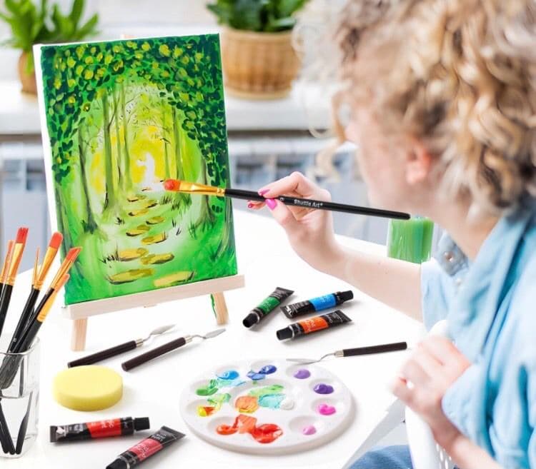 アクリル 絵の具 30色 54点 セット 木製イーゼル 筆 パレット バケツ
