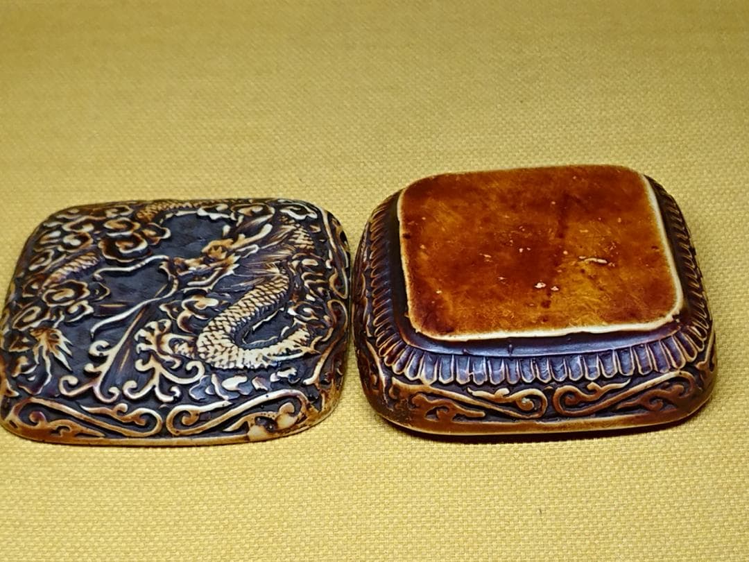 中国古玩　骨董　龍紋　小物入れ　置物　インテリア　工芸品　美術品　A2887
