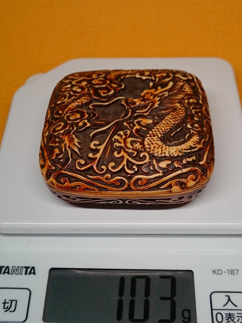 中国古玩　骨董　龍紋　小物入れ　置物　インテリア　工芸品　美術品　A2887