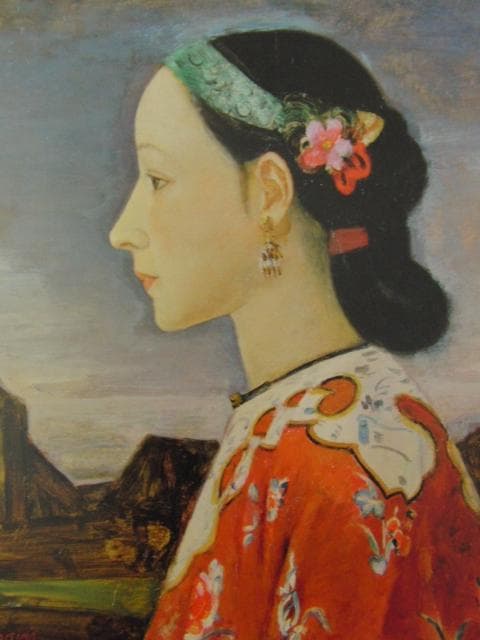 藤島武二【女の横顔】　 高級画集画、状態良好、新品高級額装付