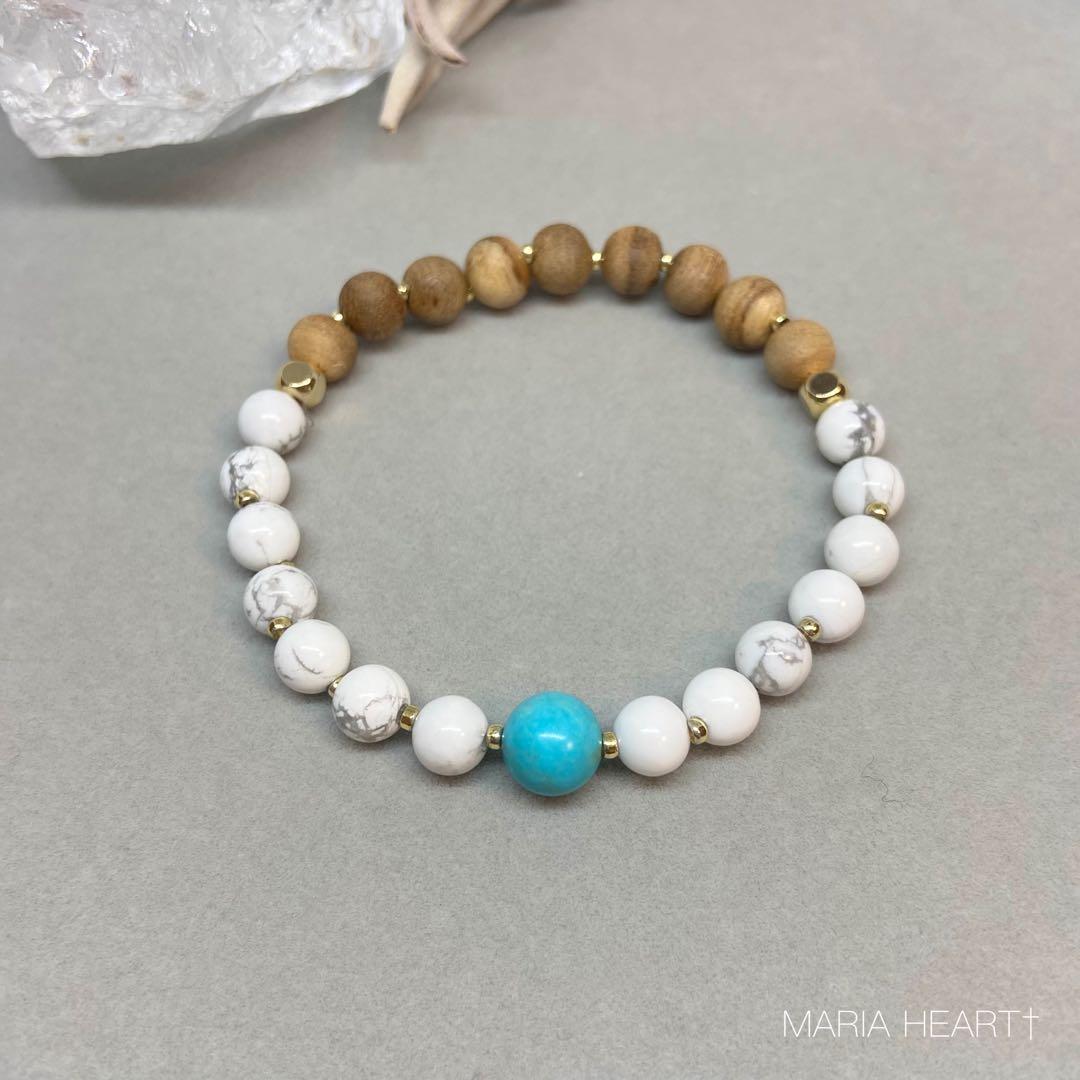 【天然石ブレスレット】勇氣 希望 ターコイズ 伽羅 ベトナム産 パワーストーン