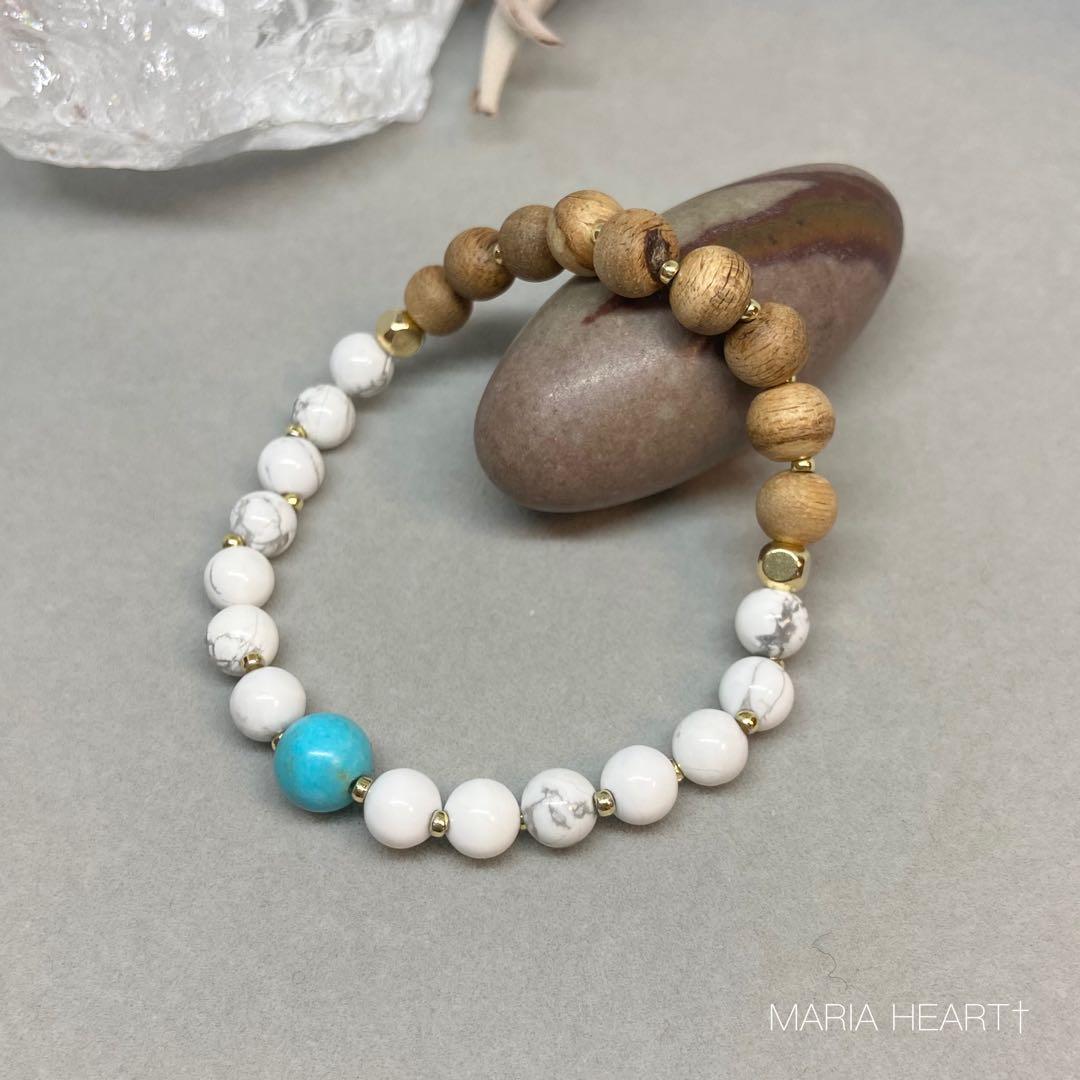 【天然石ブレスレット】勇氣 希望 ターコイズ 伽羅 ベトナム産 パワーストーン