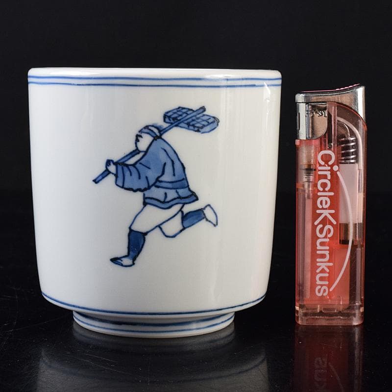 茶道具　西村徳泉造　染付　飛脚絵　火入　共布共箱　V　R8669