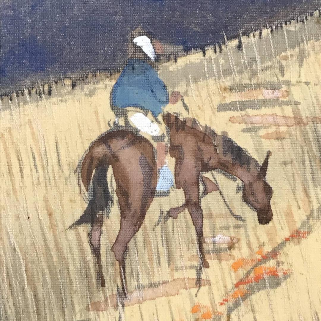 【真作】木村春峯/高原の秋/山水図/秋景山水図/横物/掛軸/名家伝来/AD-24