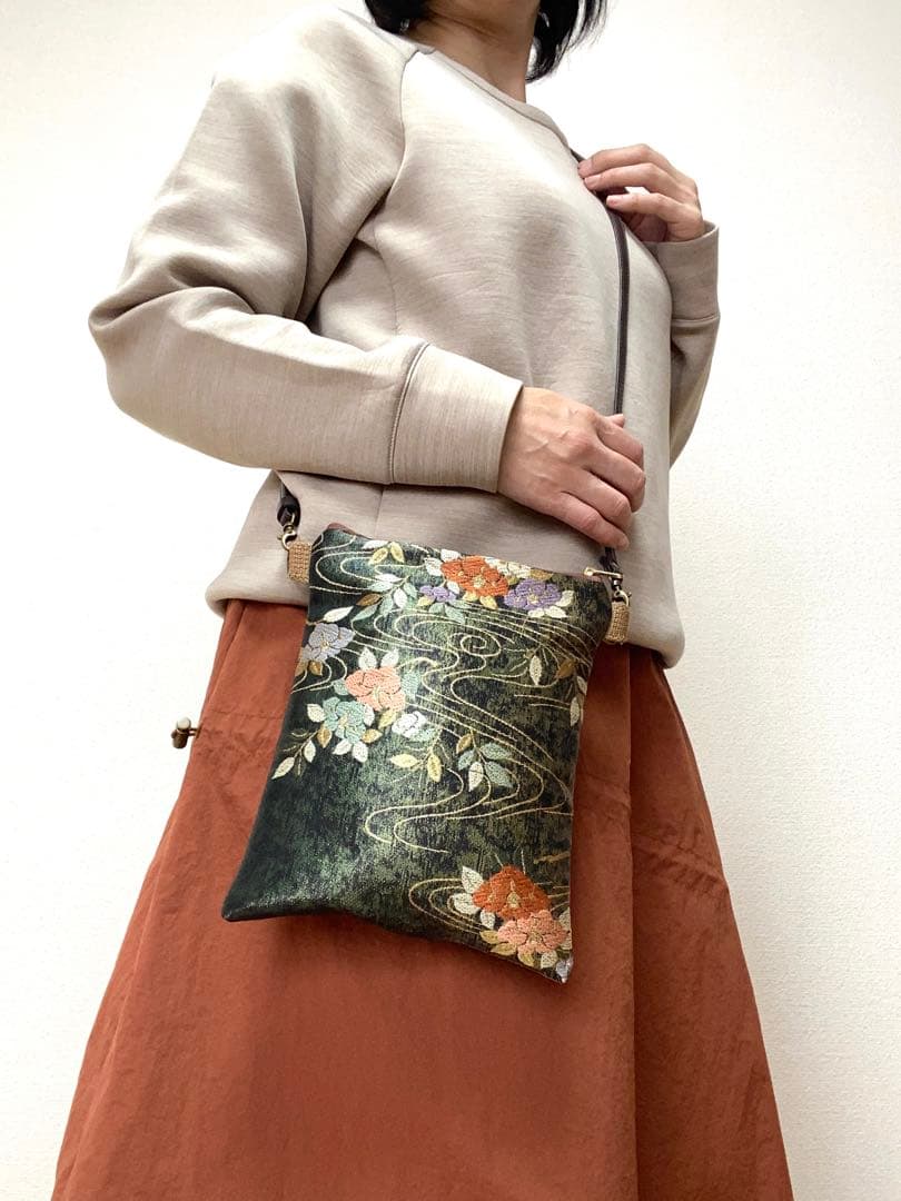 大人可愛いサコッシュバッグ帯リメイクサコッシュバッグ着物リメイクバッグ 5038
