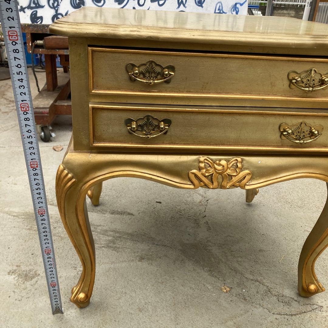 豪華 金色 ロココ調 ベッドサイドテーブル 猫脚 ゴールド 西洋アンティーク