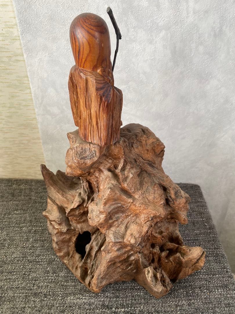 木像木彫り　福禄寿　寿老人　七福神　縁起物　置物　骨董