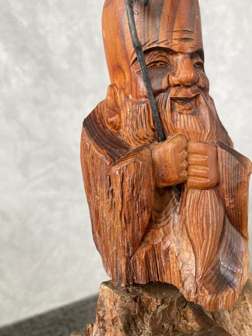 木像木彫り　福禄寿　寿老人　七福神　縁起物　置物　骨董