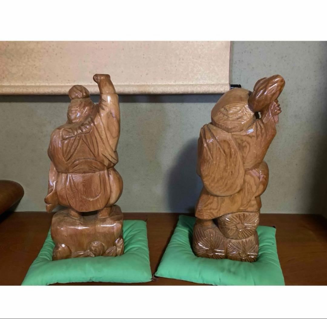 七福神 恵比寿様と大黒様の木彫り＊縁起物＊本日限り！