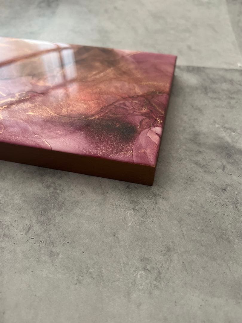 5.アルコールインクアート 原画 レジン加工 1点もの brown