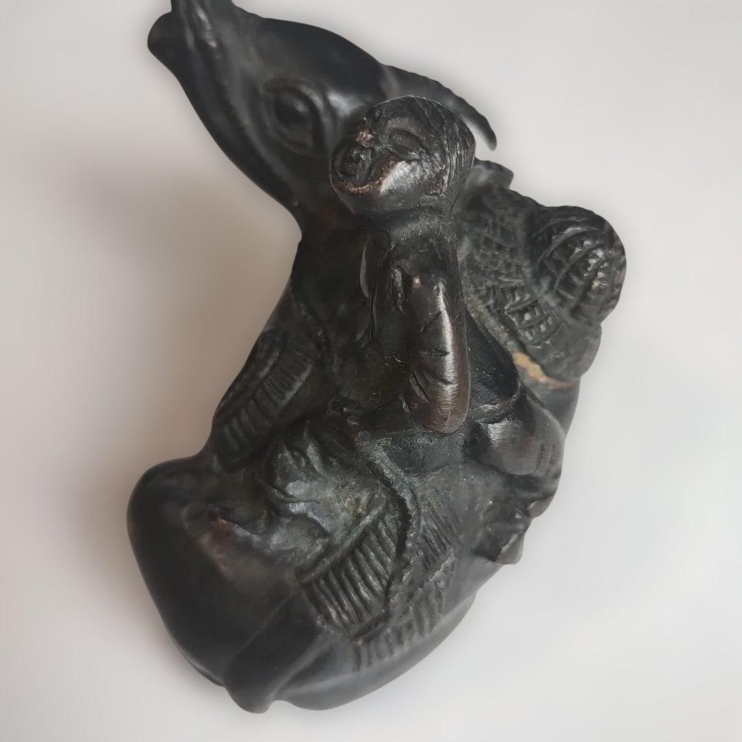 （蔵出し①）古銅製牧童水滴（硯滴）江戸時代