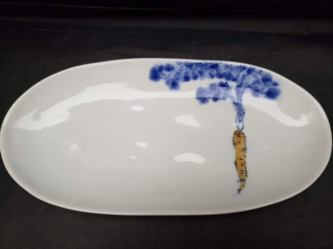 染旬菜　楕円皿　和山窯　波佐見焼　野菜の絵　5枚