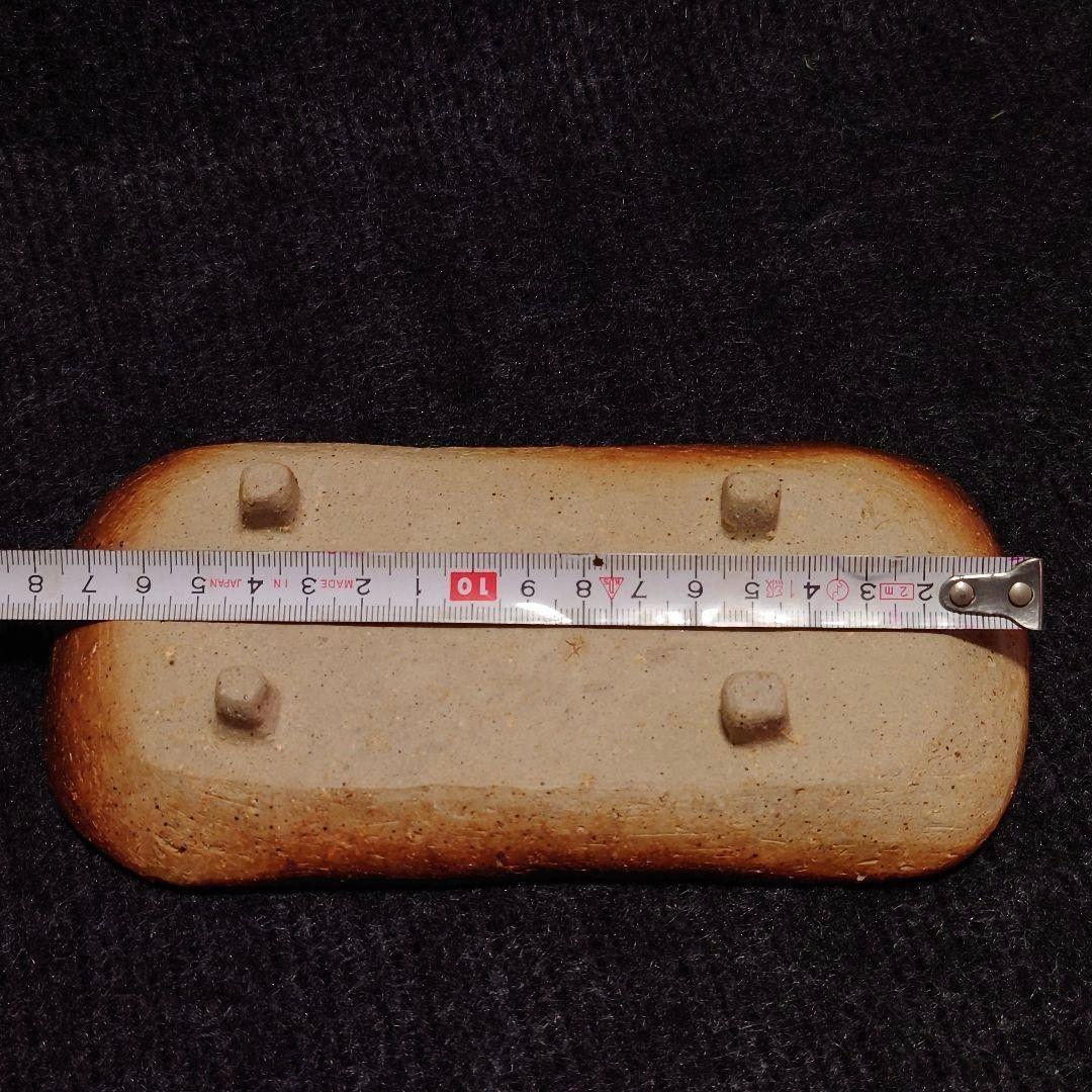●【2508】100.足つき長皿…備前焼