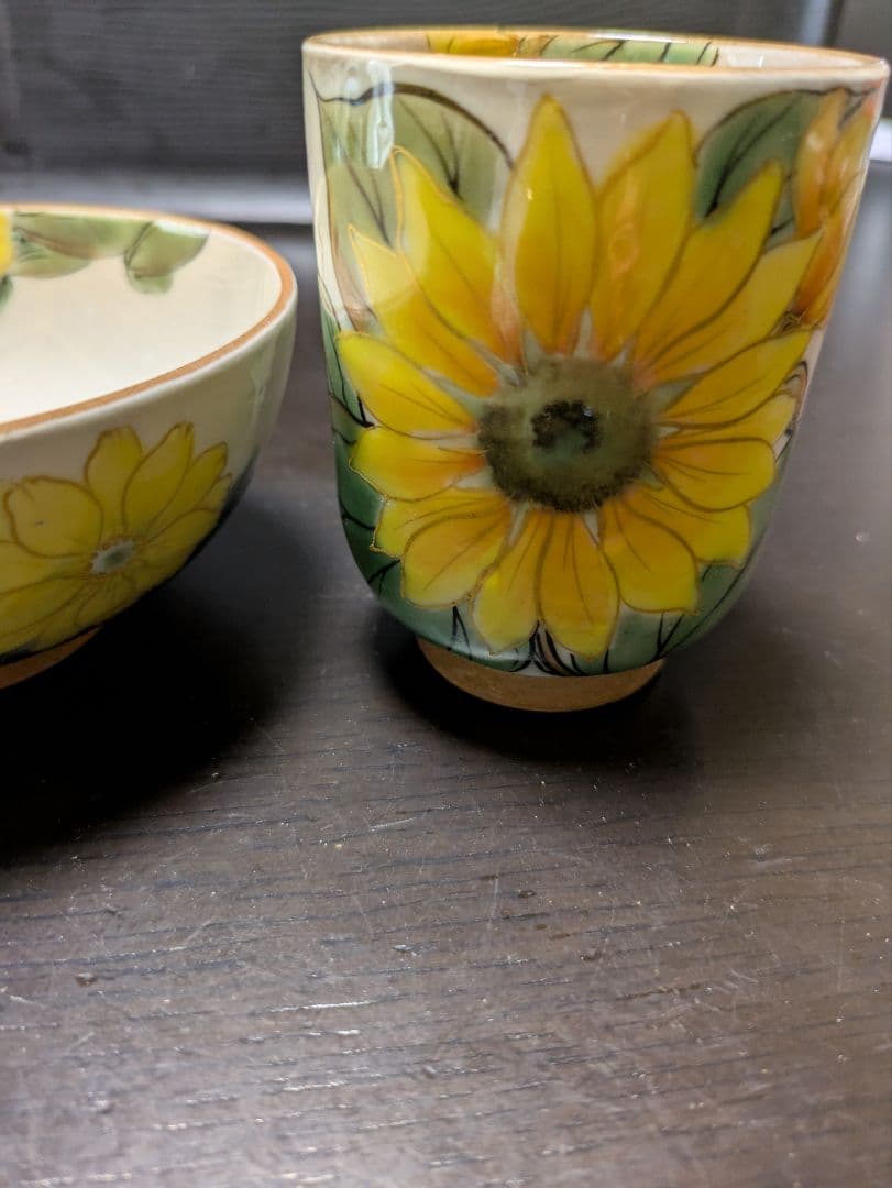 清水焼陶庵、茶碗、湯呑み2個組です。