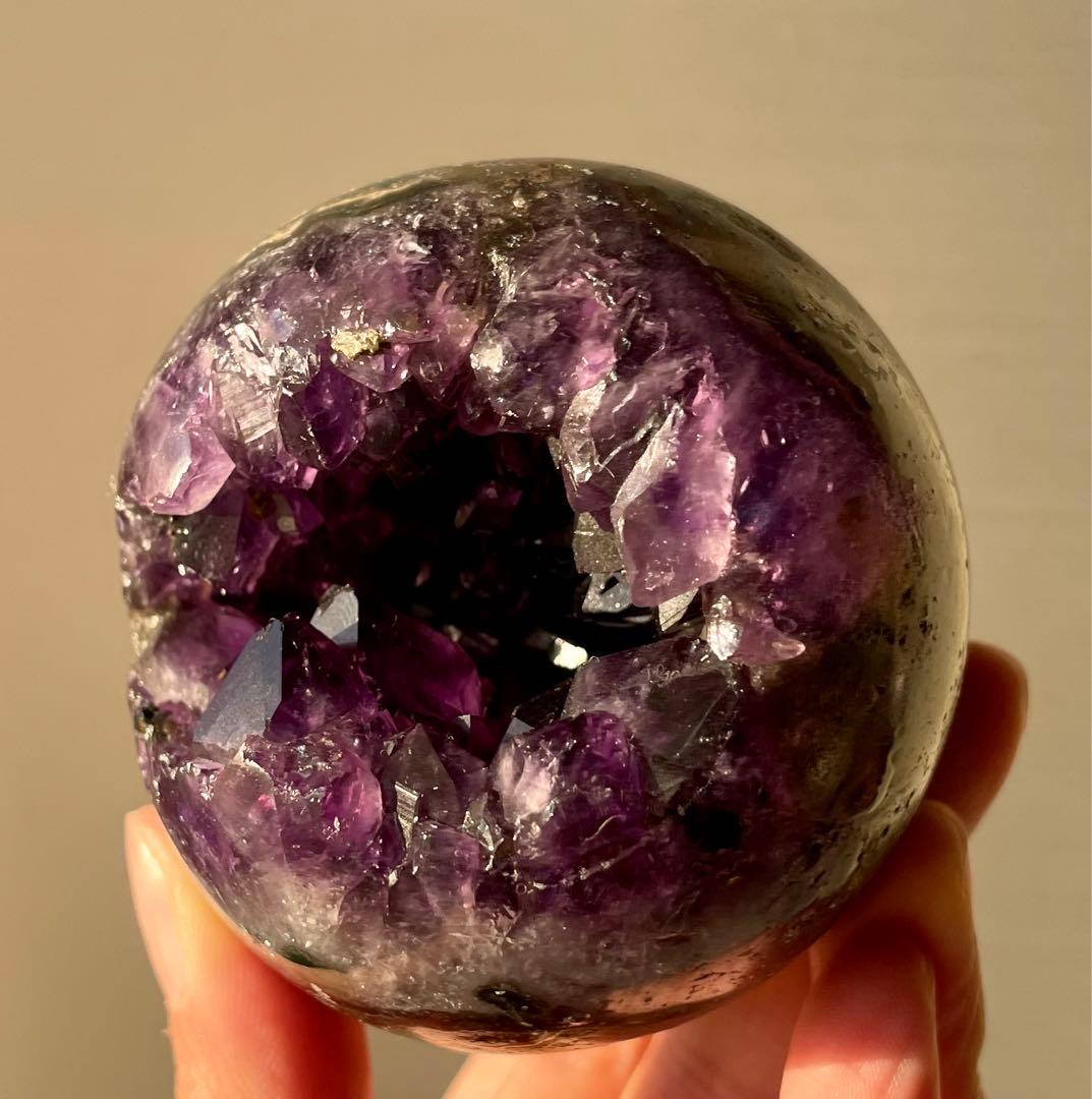 アメジスト 開口笑 家庭円満 クリスタルスフィア 丸玉 水晶 パワーストーン