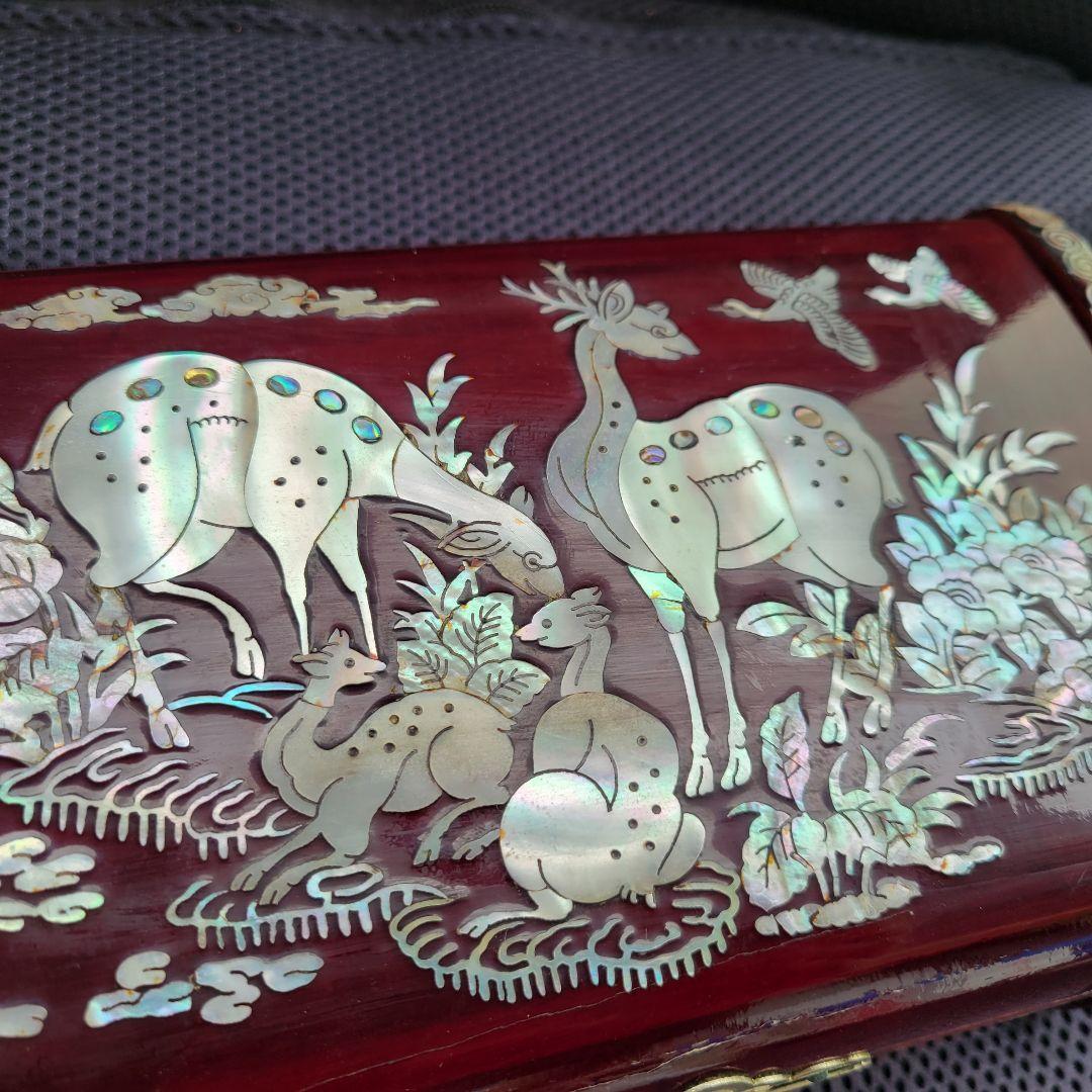 螺鈿細工オルゴール付き宝石箱 鍵付き ジュエリーケース