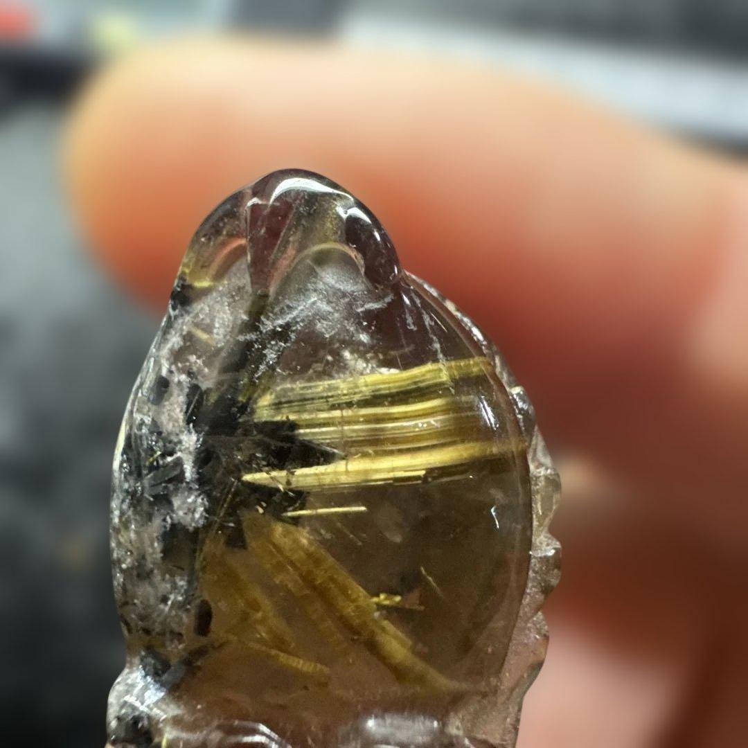 【高品質】ゴールドルチル　龍亀　天然石置物　2個セット　台座付