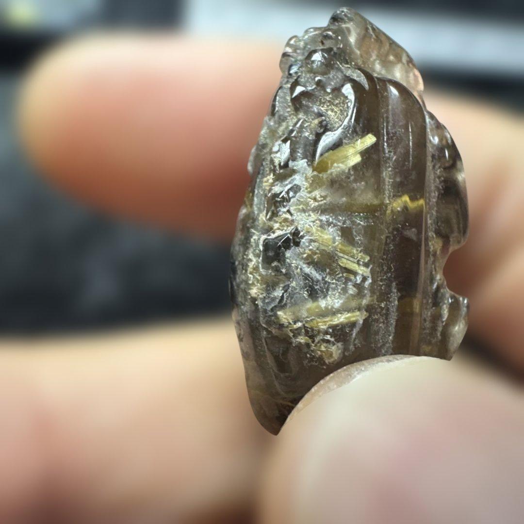 【高品質】ゴールドルチル　龍亀　天然石置物　2個セット　台座付