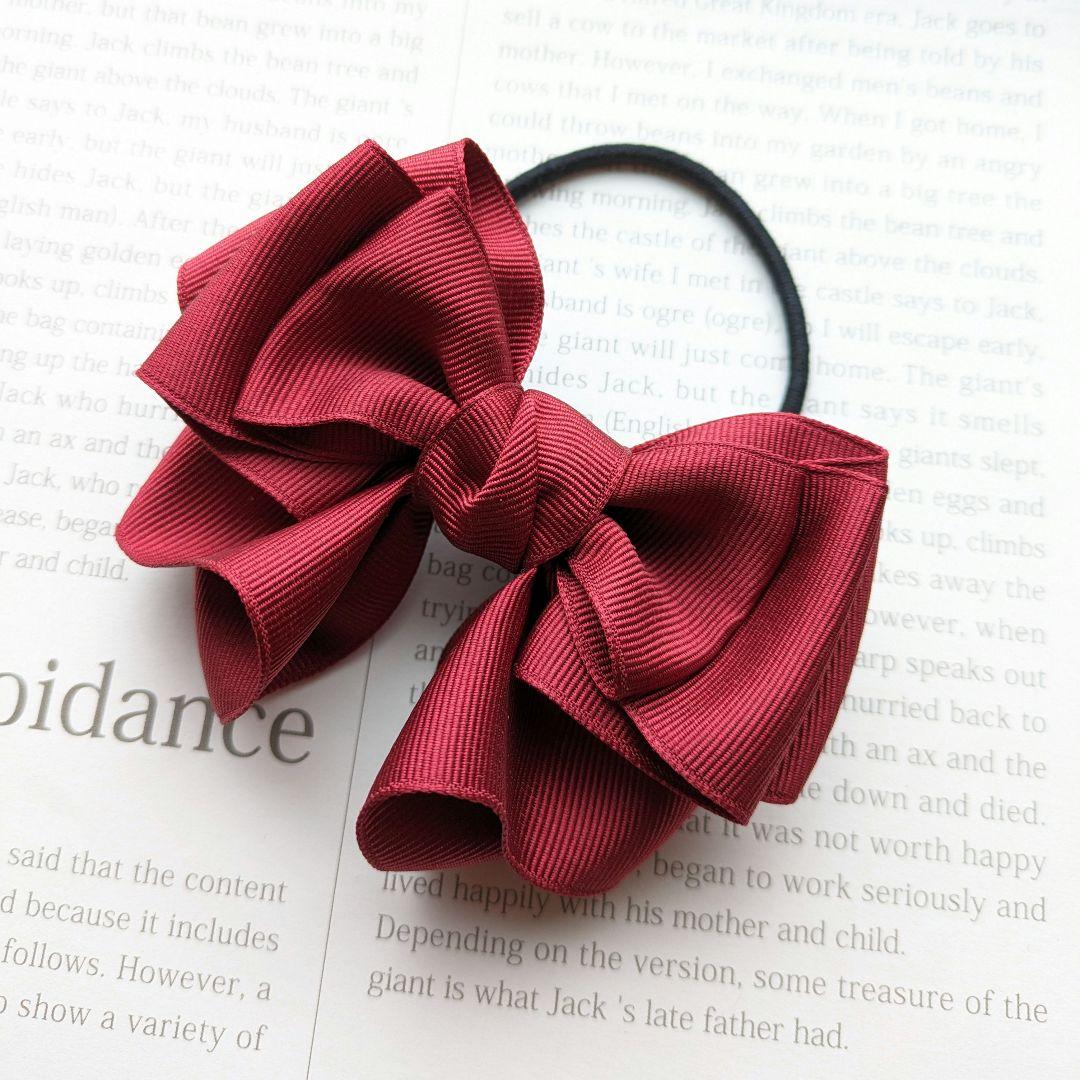 リボン　ヘアゴム♡riana ribbon♡ボルドー♡ハンドメイド