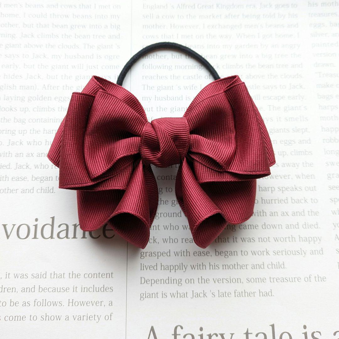 リボン　ヘアゴム♡riana ribbon♡ボルドー♡ハンドメイド