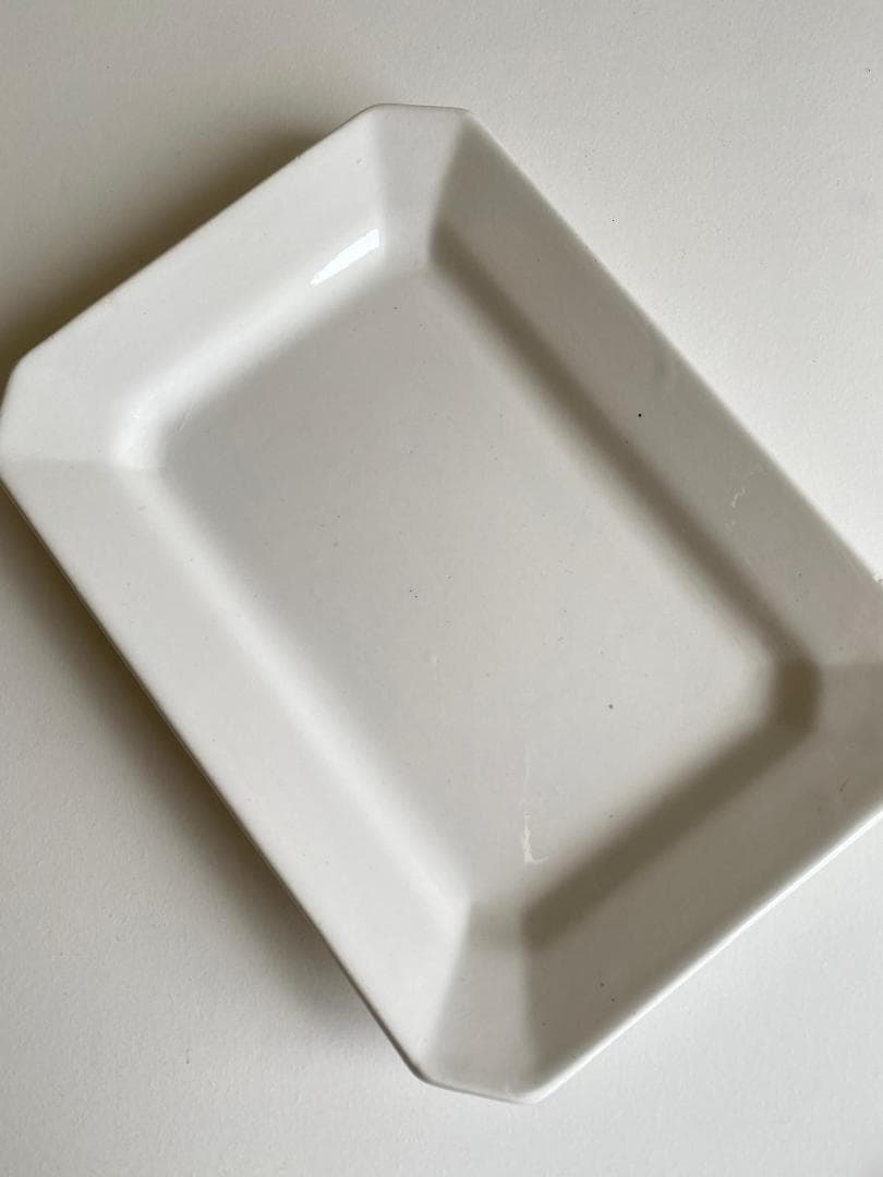 フランス アンティーク リュネビル 白釉 レクタングル スクエア 平皿