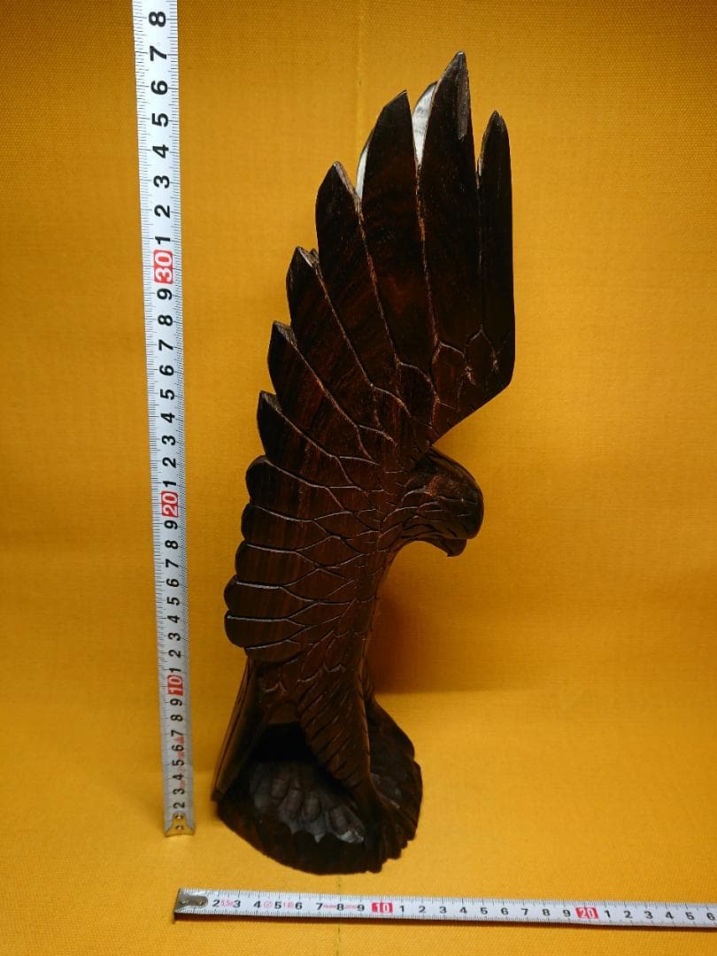 【美品】鳥　鷲　鳶　木彫　天然木　置物　インテリア　工芸品　美術品　A1350