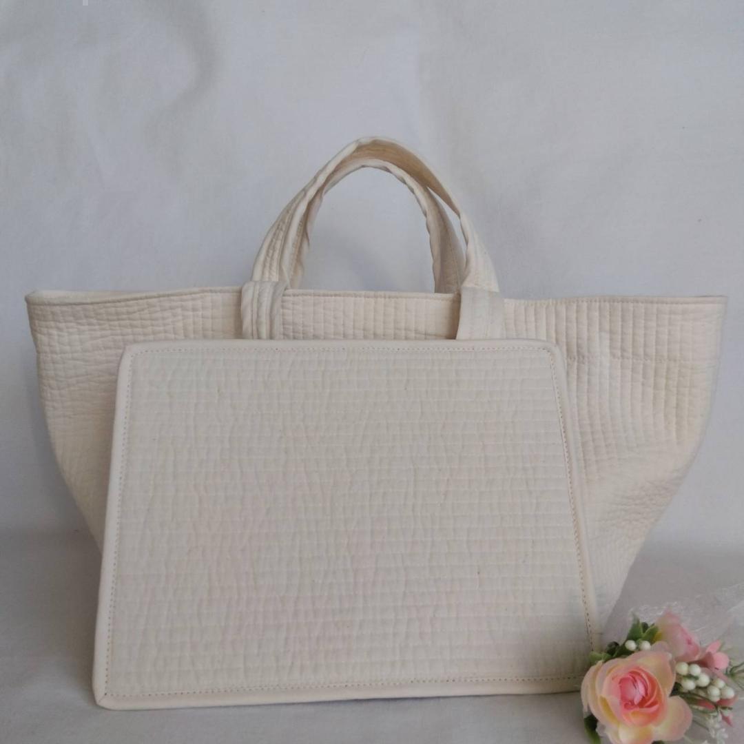 ☆トートバッグ Wハンドル☆ ベージュ ヌビバッグ