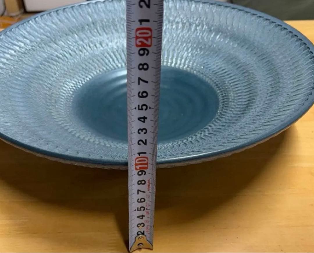 信楽焼 兼山作 大皿 飾り皿 アンティーク 陶器 波模様 平皿
