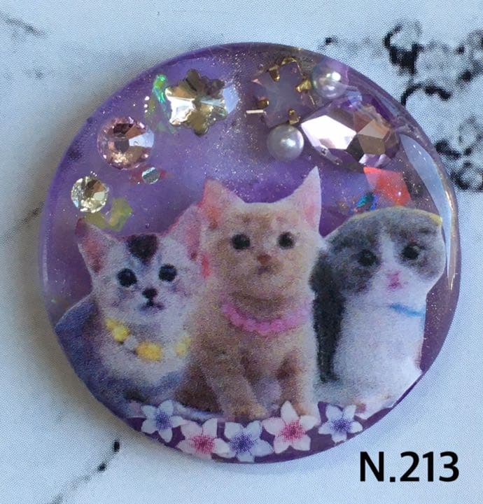レジンヘアゴム、キラキラビジュー猫ちゃん・再販不可