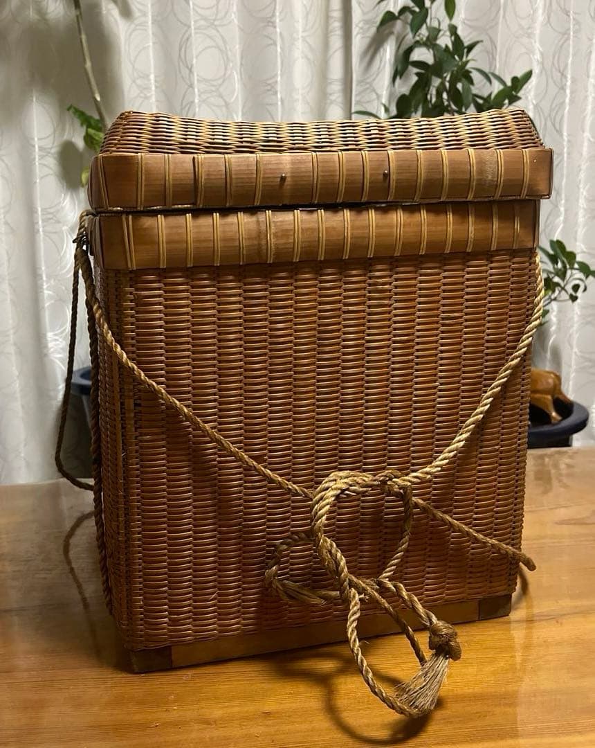竹かご　古民具　古道具　アンティーク　昭和レトロ　工芸品　おまけ付き