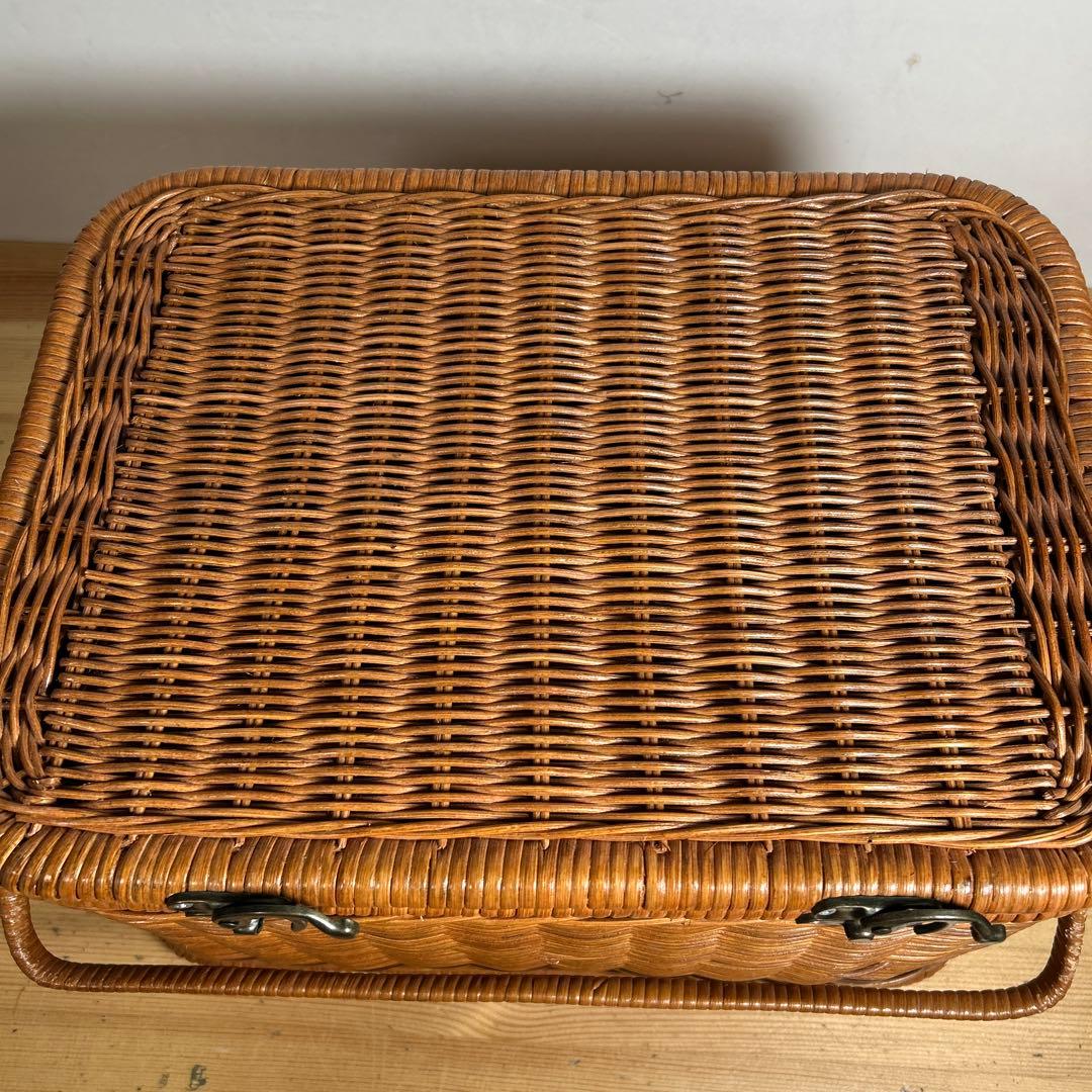 ラッセル 良質ラタンの裁縫箱 籐かご バスケット