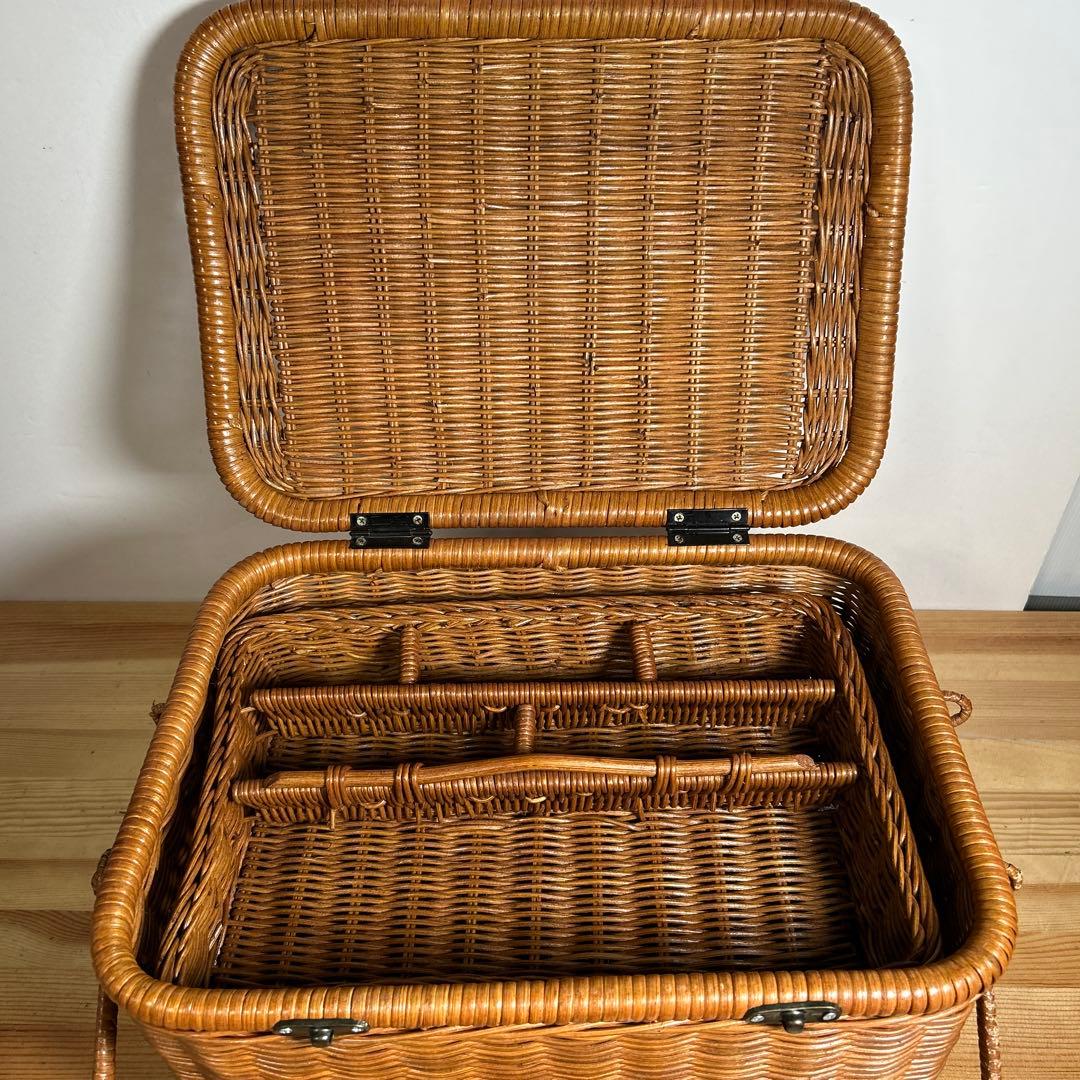 ラッセル 良質ラタンの裁縫箱 籐かご バスケット