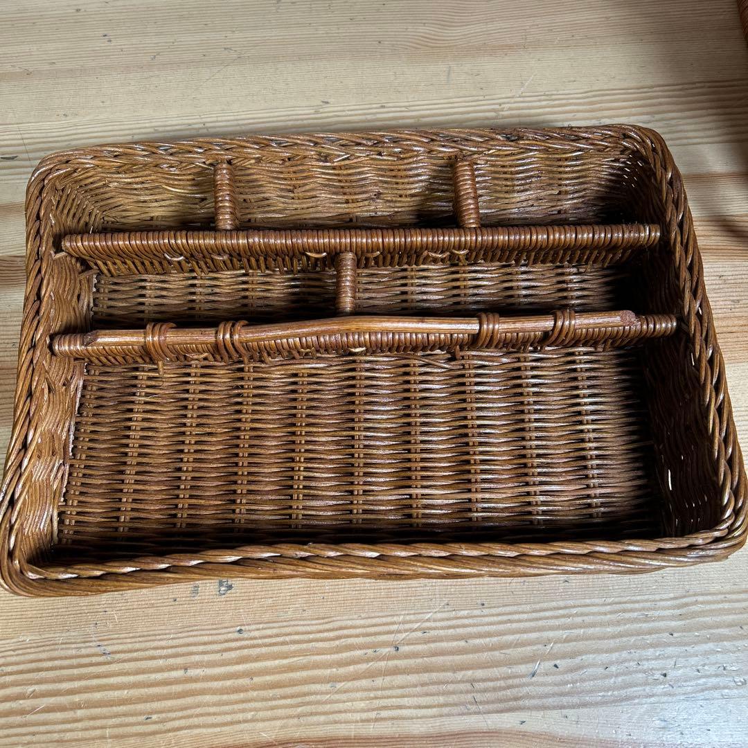 ラッセル 良質ラタンの裁縫箱 籐かご バスケット