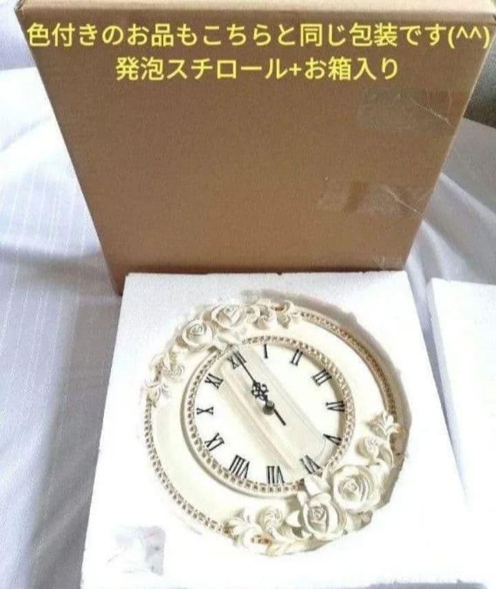 ☆新品　バラ　壁掛け時計　静音　アンティーク調　掛け時計　ヨーロッパ　シャビー