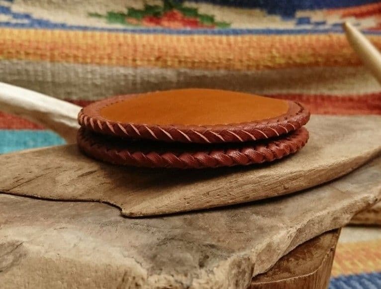 サドルレザー　丸形　ケース　ハンドメイド　1個限定